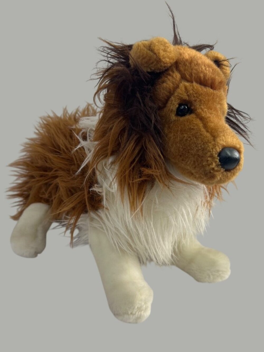 Douglas Cuddle Toy Collie Plush Dog 14" Brown & White Stuffed Animal Surface Was